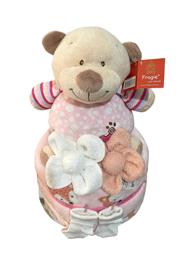 Frogie girl nappy cake.