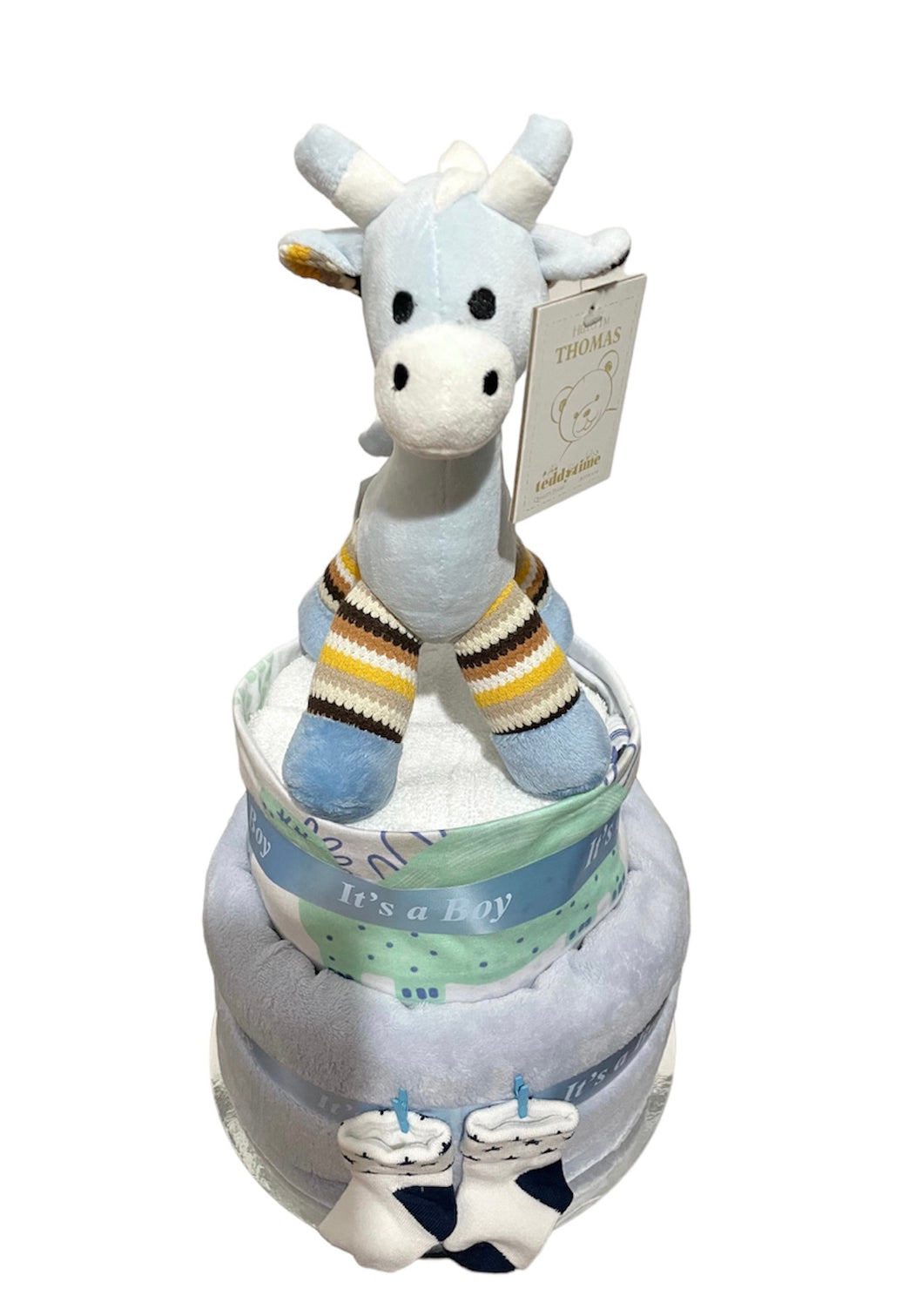 Blue Giraffe Nappy Cake